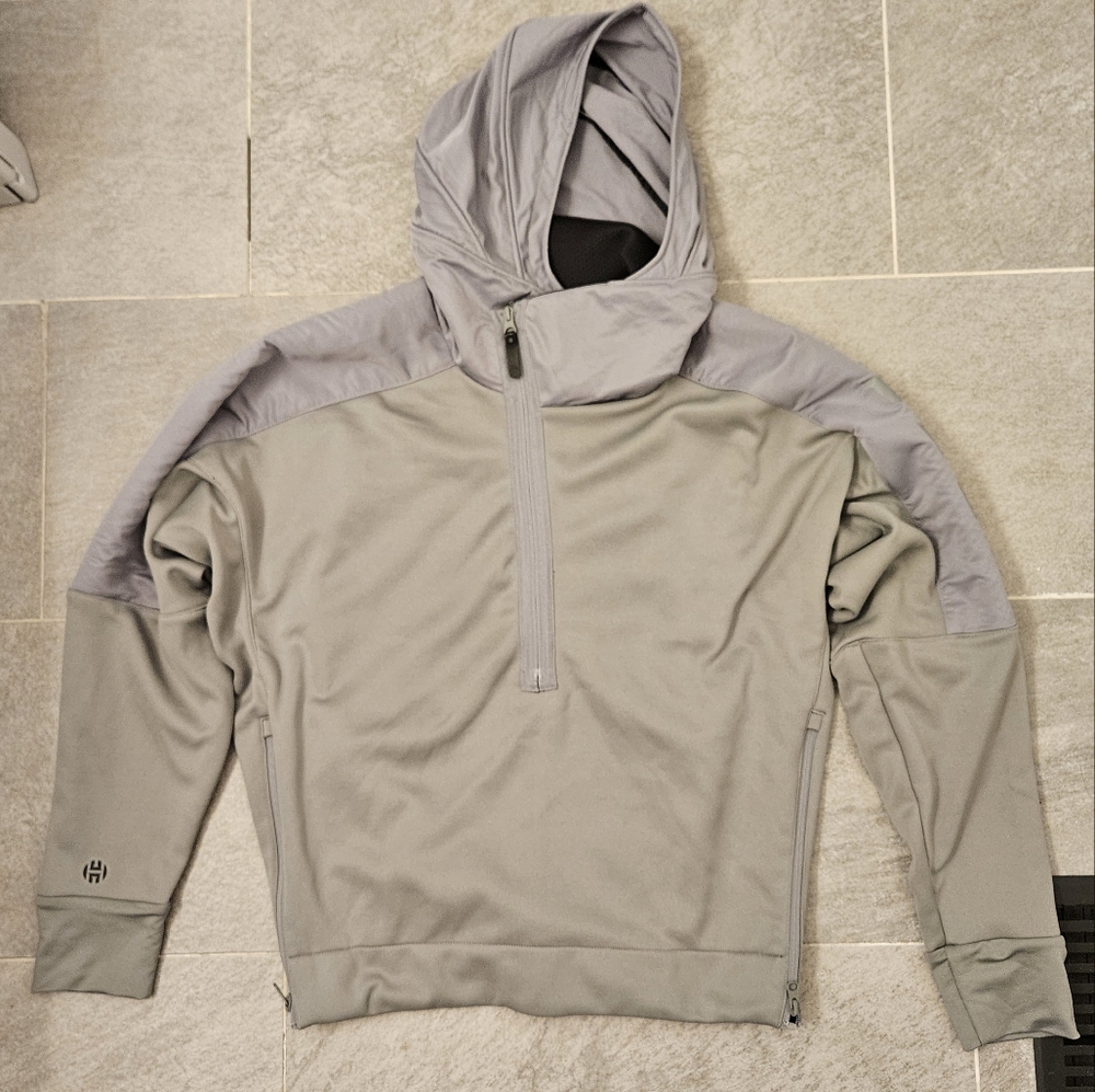 Adidas James Harden Men's Small Silver Quarter Zip Jacket W/ Hood